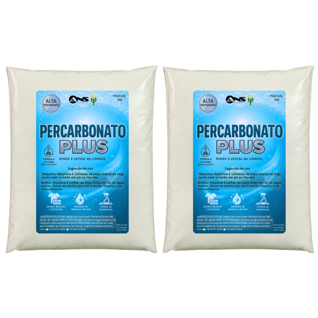 Kit 2 Percarbonato de Sódio Plus 1kg Alto Poder de Limpeza em Oferta na Shopee