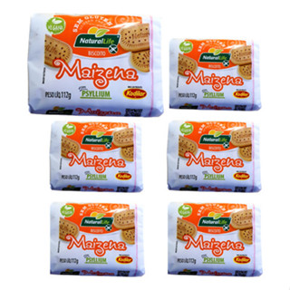 Kit 6 biscoitos Sem Glúten Vegano Maizena Com Psyllium Natural Life 112g em Oferta na Shopee
