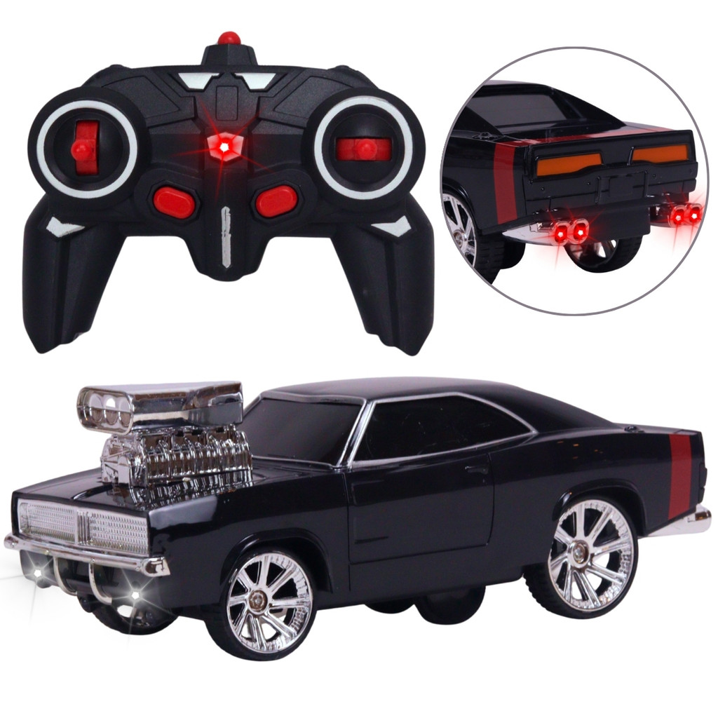 Carrinho Controle Remoto Veloz Preto Furioso C/ Som e Luz - Castela em Oferta na Shopee