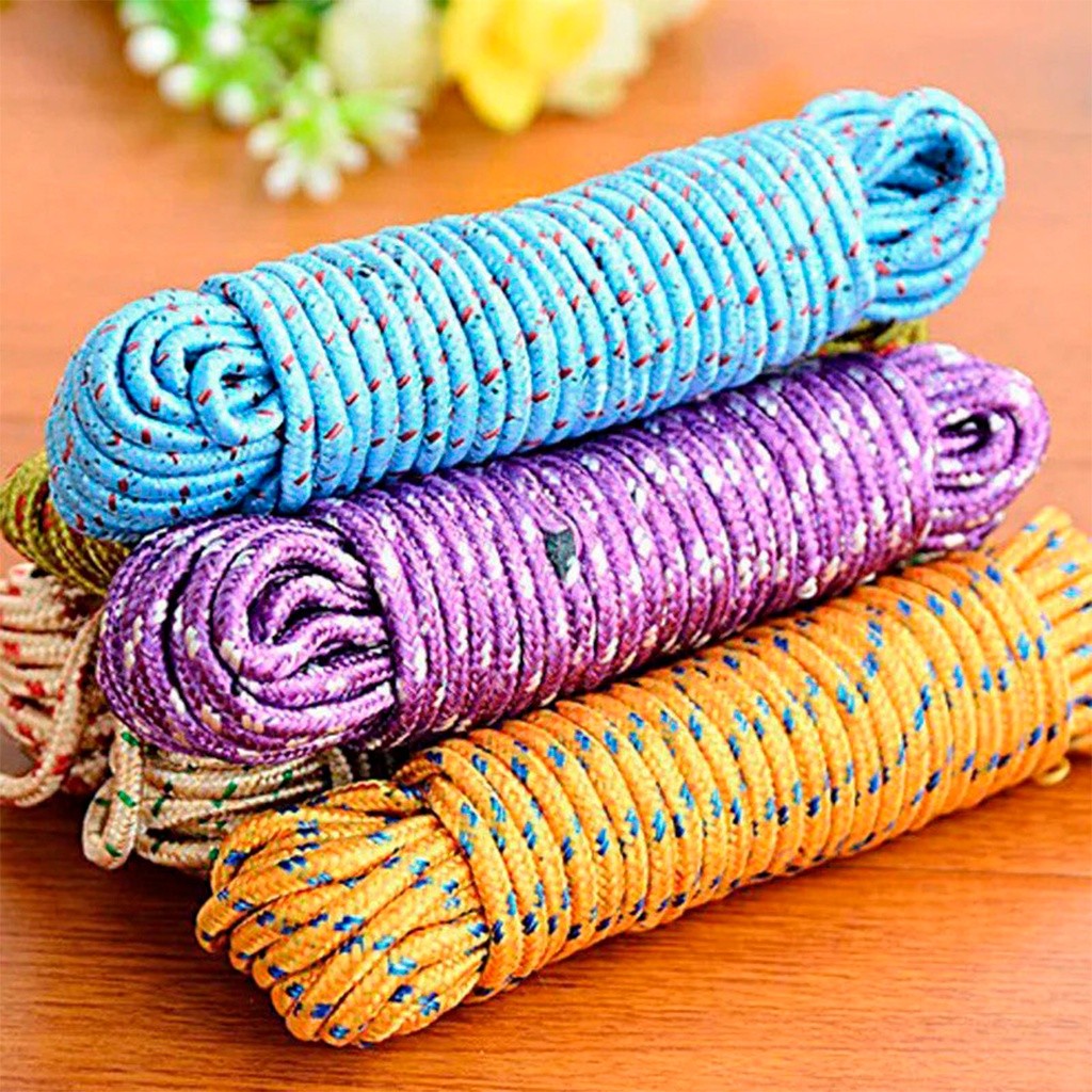 Varal de Corda Multicolorida Resistente para Roupas – Ideal para Viagens, Camping ou Uso Diário