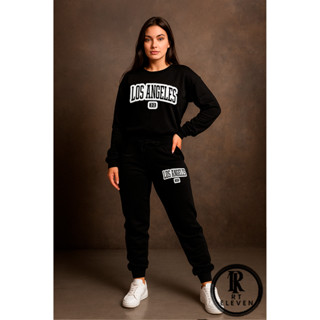 Conjunto Moletom Feminino Los Angeles Califórnia Gola Careca  Blusa De Frio Blusa + Calça Moletom Diversas Cores em Oferta na Shopee