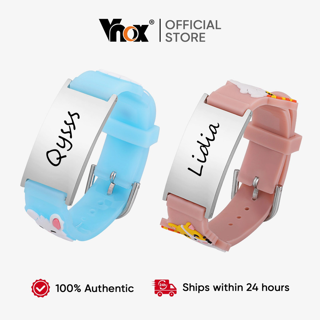 Pulseira De Identificação Médica Personalizada Vnox Kids , Silicone De Aço Inoxidável Para Autismo E Alergia Fofa Crianç
