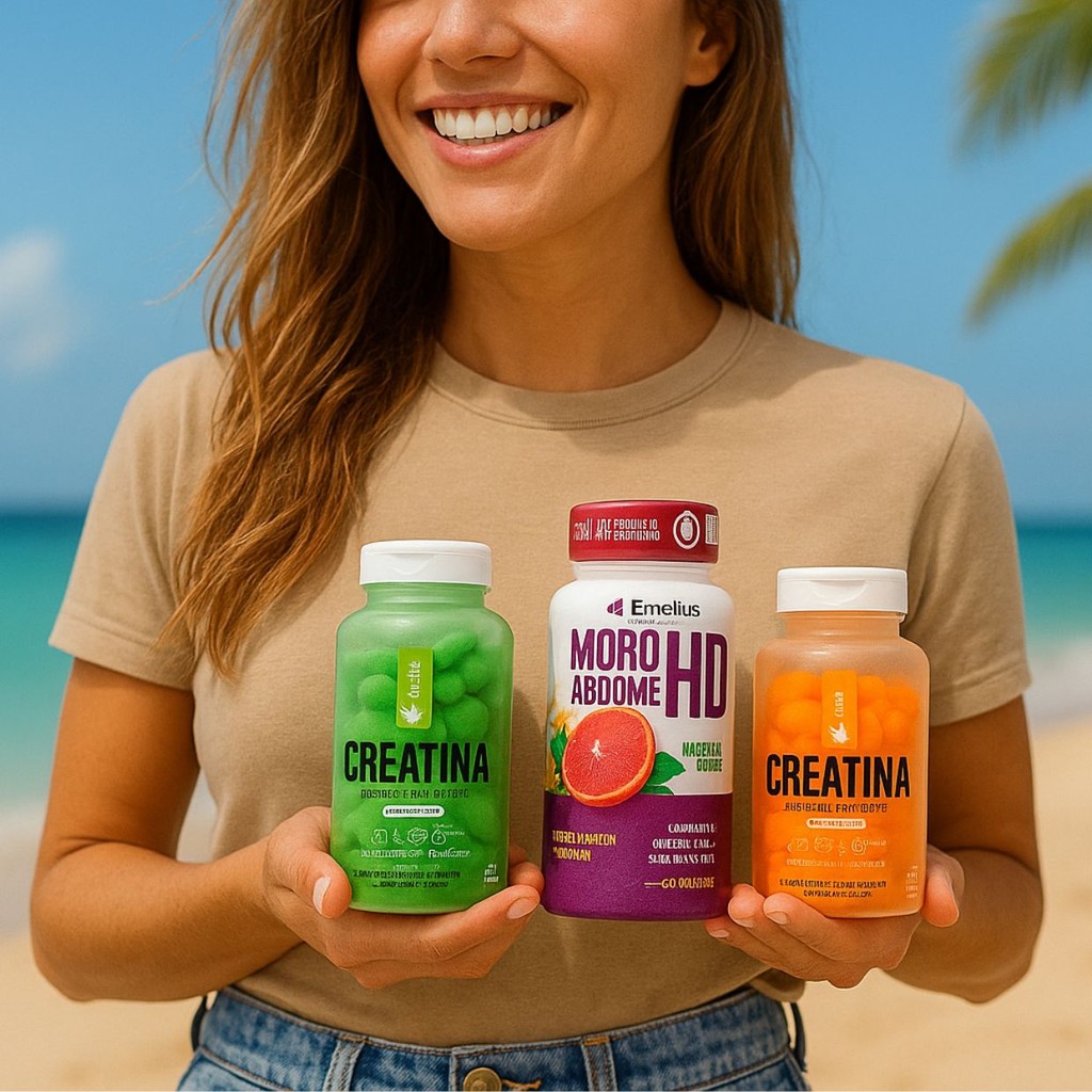 Kit Moro Abdome HD + Creatina em Gomas Emellus 60 Unid Laranja ou Maçã Verde Definição e Energia para Treinos