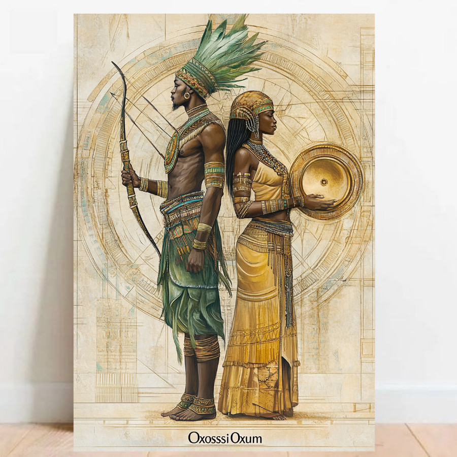 Quadro Placa decorativa Oxossi e Oxum Orixá Umbanda Candomblé Decorativo Oxalá 02