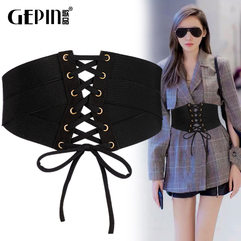 Cinto feminino elástico cinto largo decoração de verão vestido combinando cintura estreita terno ins na moda cinto preto