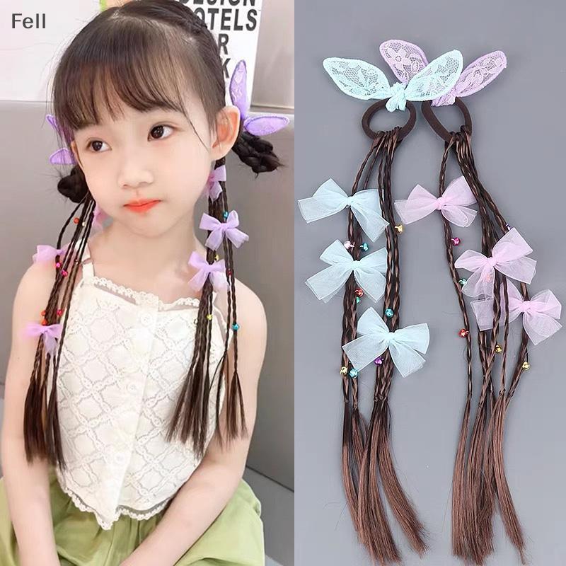[Fel] Arco Infantil Orelhas De Coelho Peruca Rabo De Cavalo Trança Suja Laço De Cabelo Ponytai Trançado Colorido Venda Q
