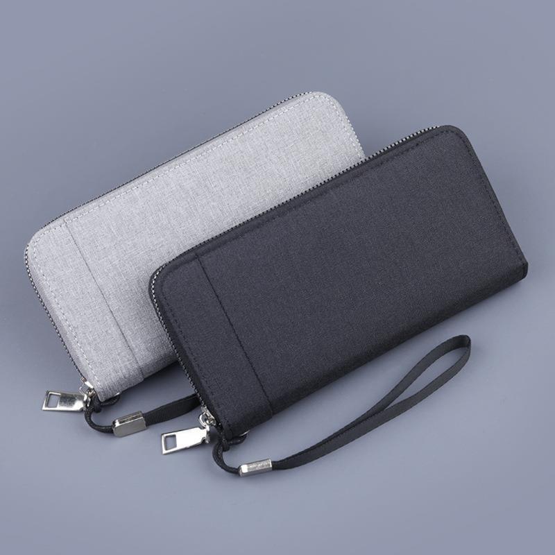 Carteira masculina de lona longa embreagem com zíper bolsa para celular masculina grande capacidade jeans Casual