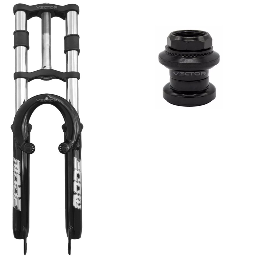 Garfo Amortecedor vgm Aro 26 Gordo Standard 21.1mm + Caixa Direção 2 Andares Bicicleta A Disco V-Brake