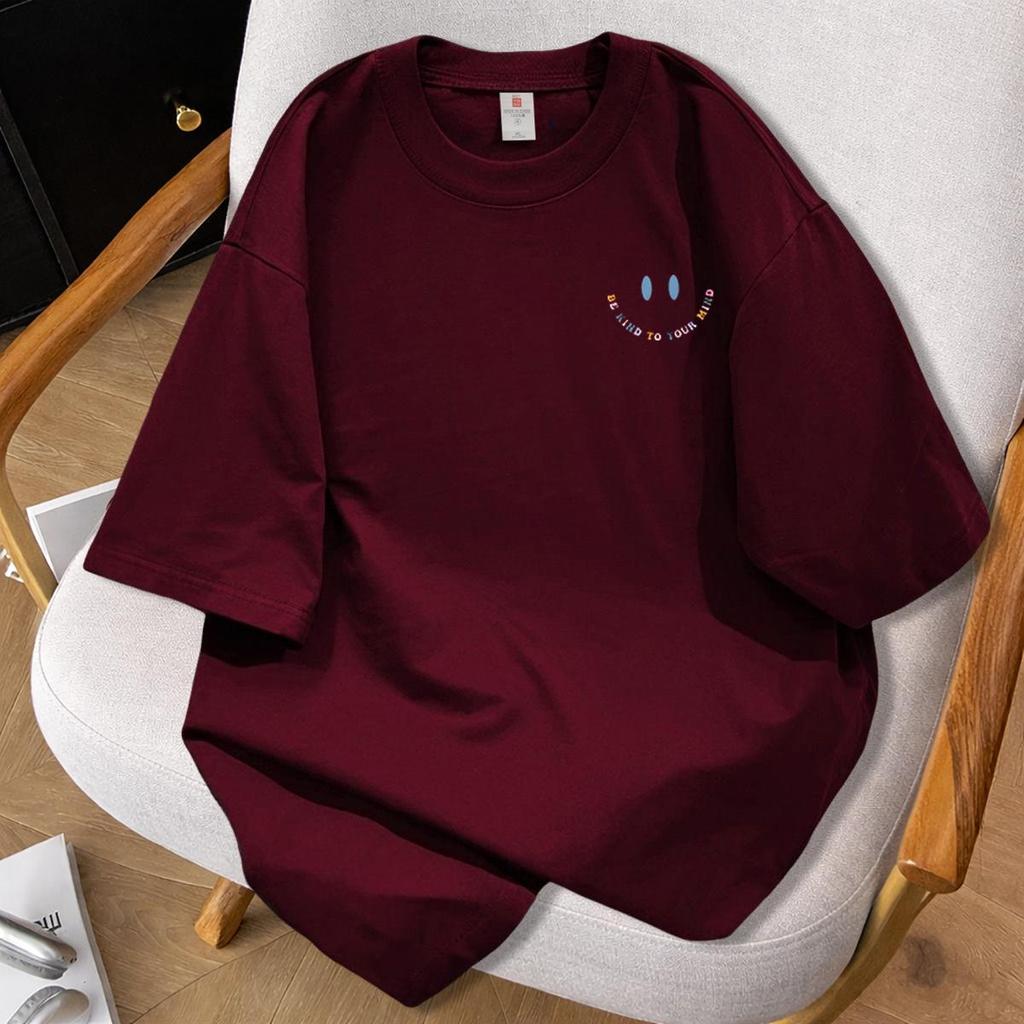 Camiseta Unissex , Algodão Puro 220 g , Com Estética Positiva , Estampa " Seja Gentil Sua Mente " , Gráfico De Sorriso C