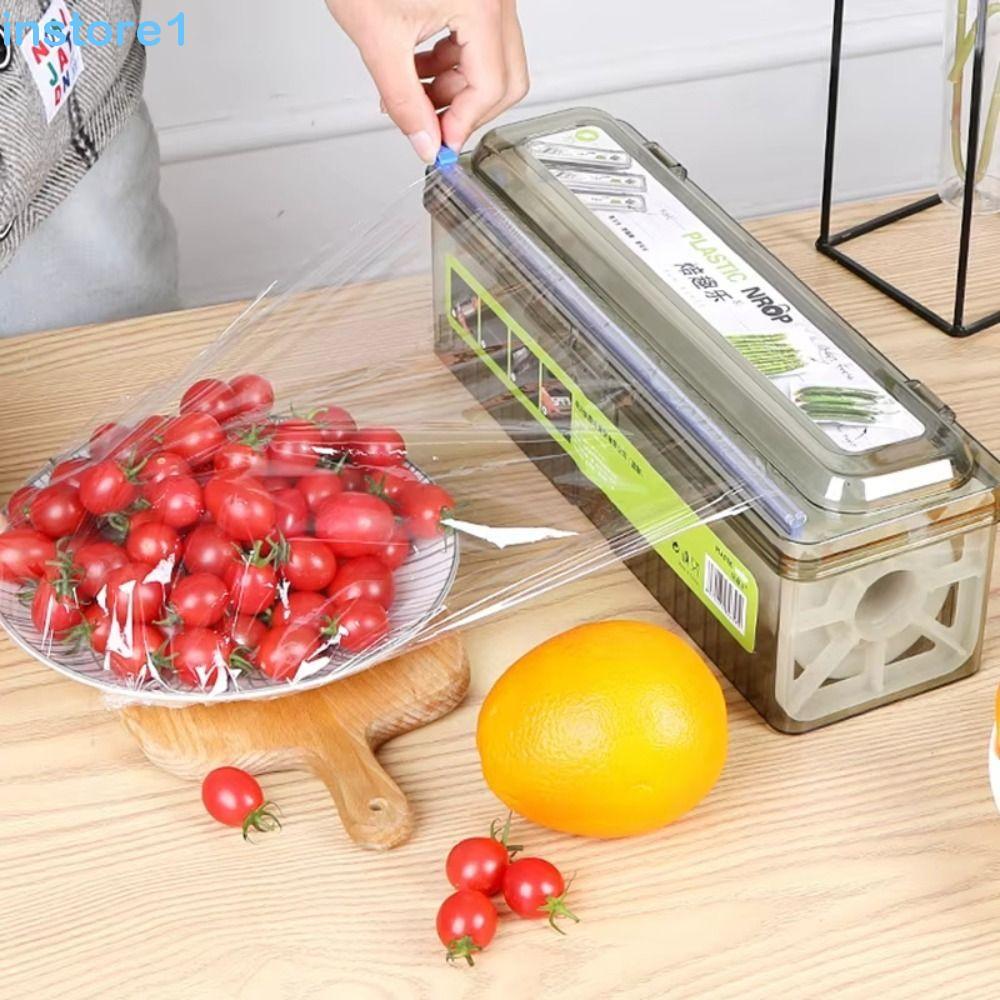 Cortador De Filme Aderente INSTORE , Dispensador De Envoltório De Alimentos Reutilizável De Plástico , Corte De Folha De