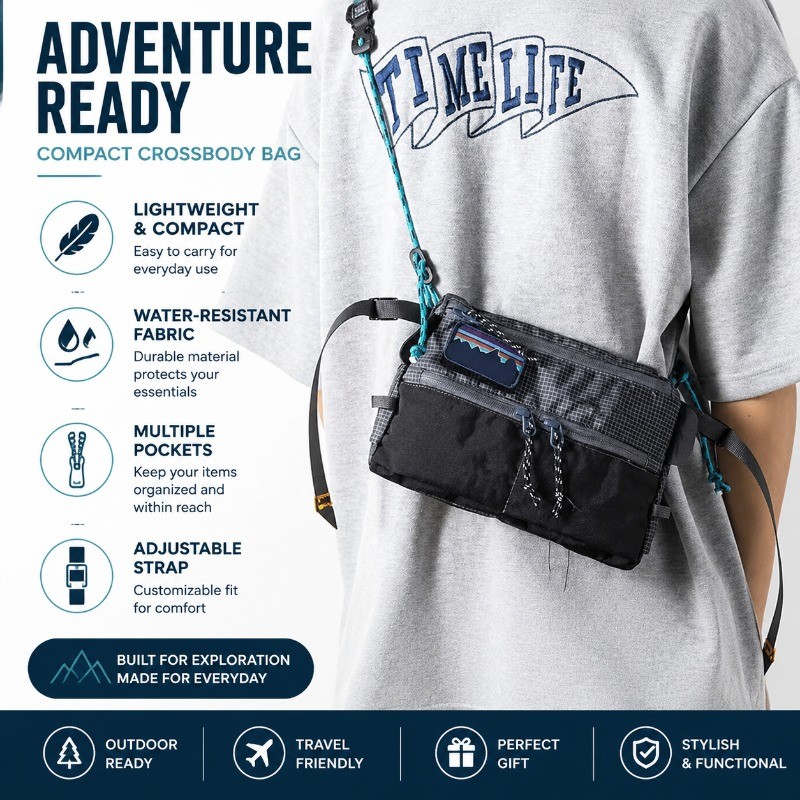 Bolsa De Ombro De Nylon Para Lazer | Tipo Estilingue De Peito Streetwear Cintura Crossbody Hip Hop Uso Diário Em Esporte