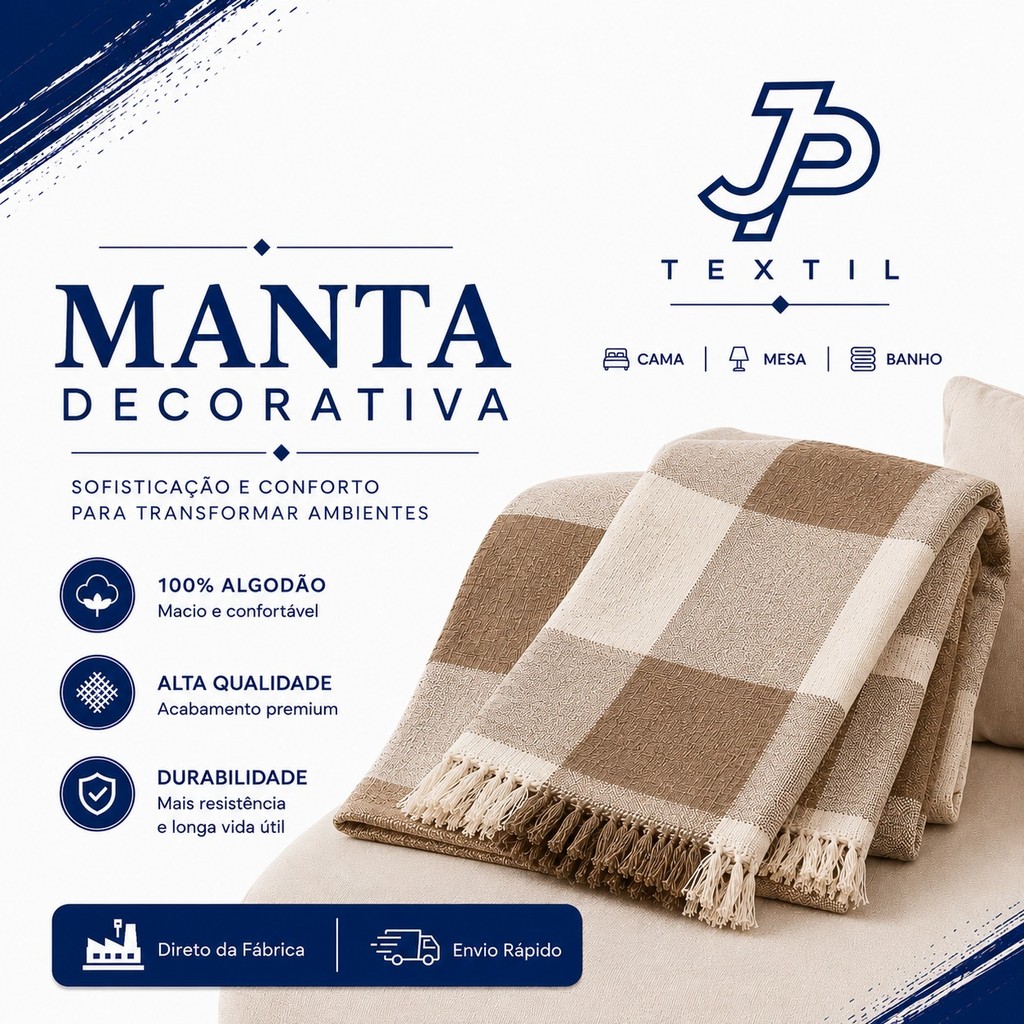 Manta Decorativa para Sofá Grande 3,00x2,25m Gigante Direto da Fábrica 100%Algodão Super Confortável