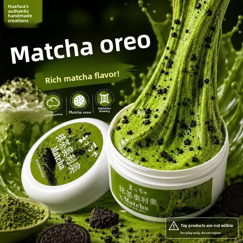 Matcha Oreo Slime Kit Grosso Bubble Brinquedo Para Alívio Do Estresse Sem Bórax