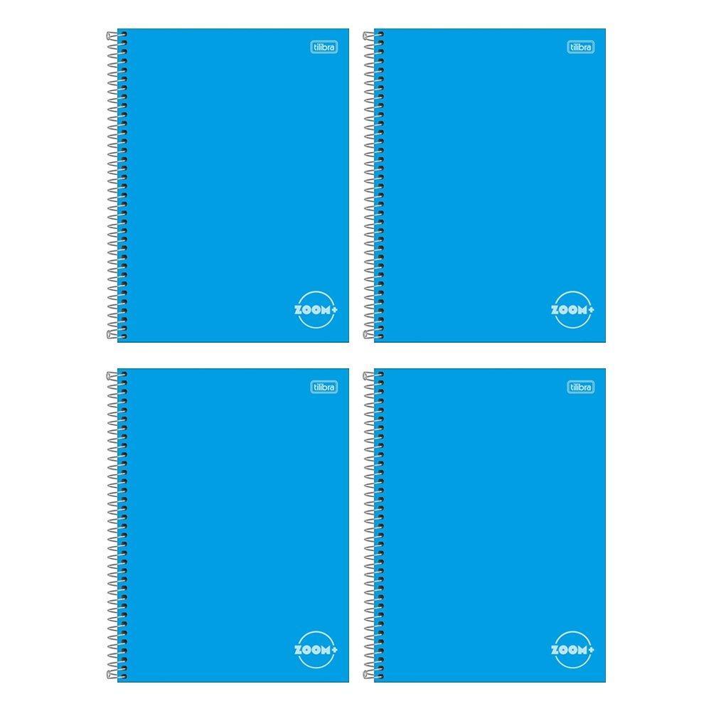 Caderno Espiral Tilibra Universitário Zoom+ - Capa Dura 1 Matéria Azul 96 Folhas - Embalagem com 4 Unidades