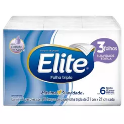 Lenço de Papel Elite Pocket Folha Tripla 10 Folhas - Embalagem com 6 Unidades