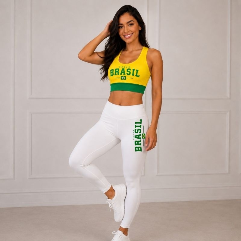 Kit Top + Calça Legging Seleção Brasileira Feminino|P,M,G,Gg