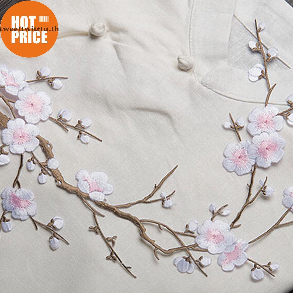 WEIYU Lindo Remendo De Flor De Ameixa Bordado Em Ferro/Costurar Apliques Com Motivo Artesanal BR