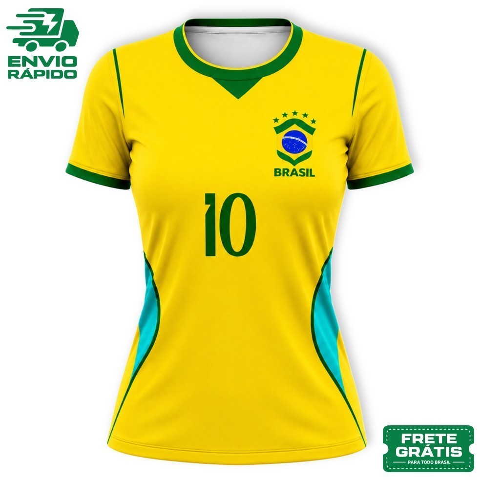Camisa Camiseta Baby Look T-shit Seleção Brasil Torcedor Dry Fit Copa do Mundo 2026 Futebol Básica