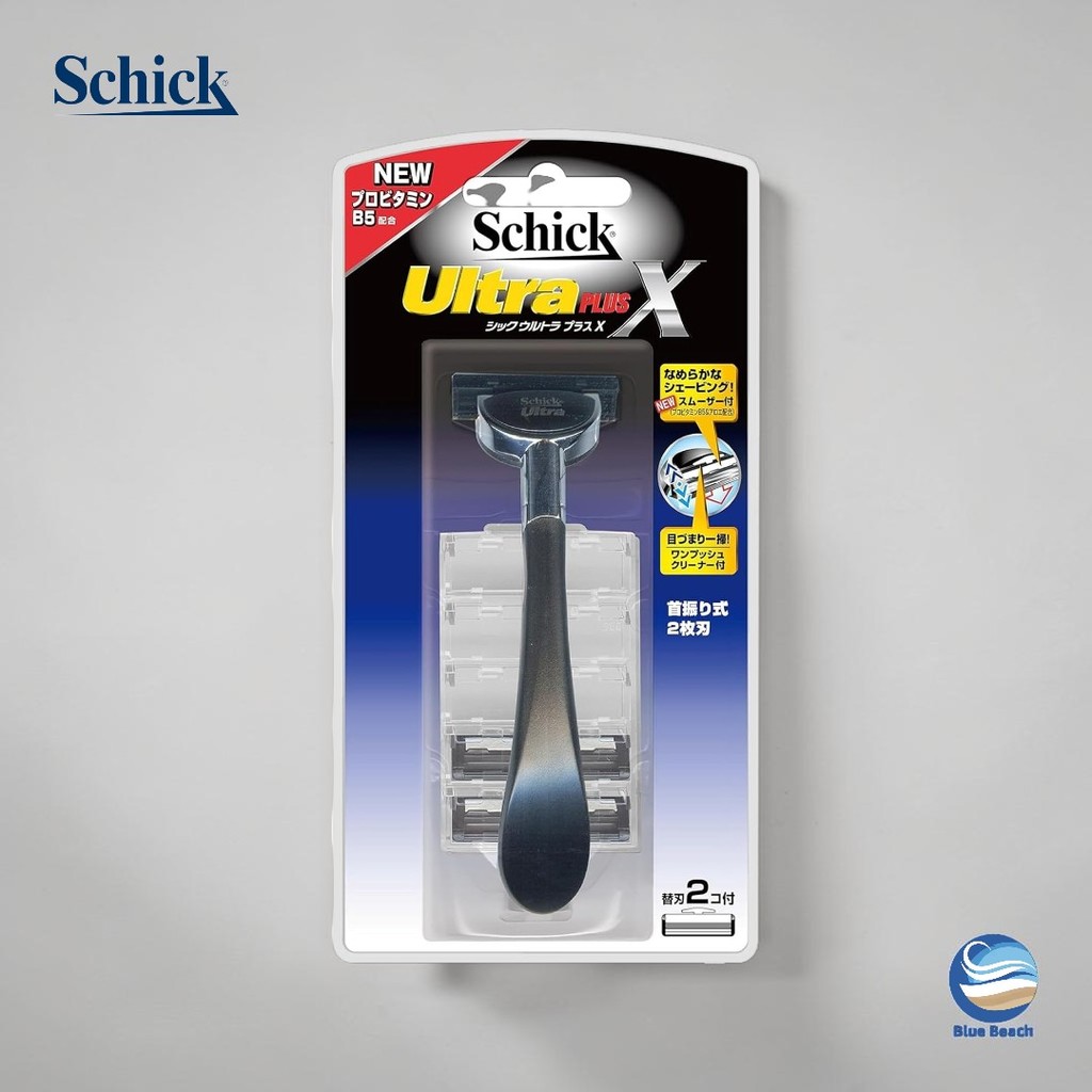 Schick Ultra Plus X Aparelho de Barbear/2 Laminas/Pro-Vitamin B5/Botao Enxague/SMR014/Japao
