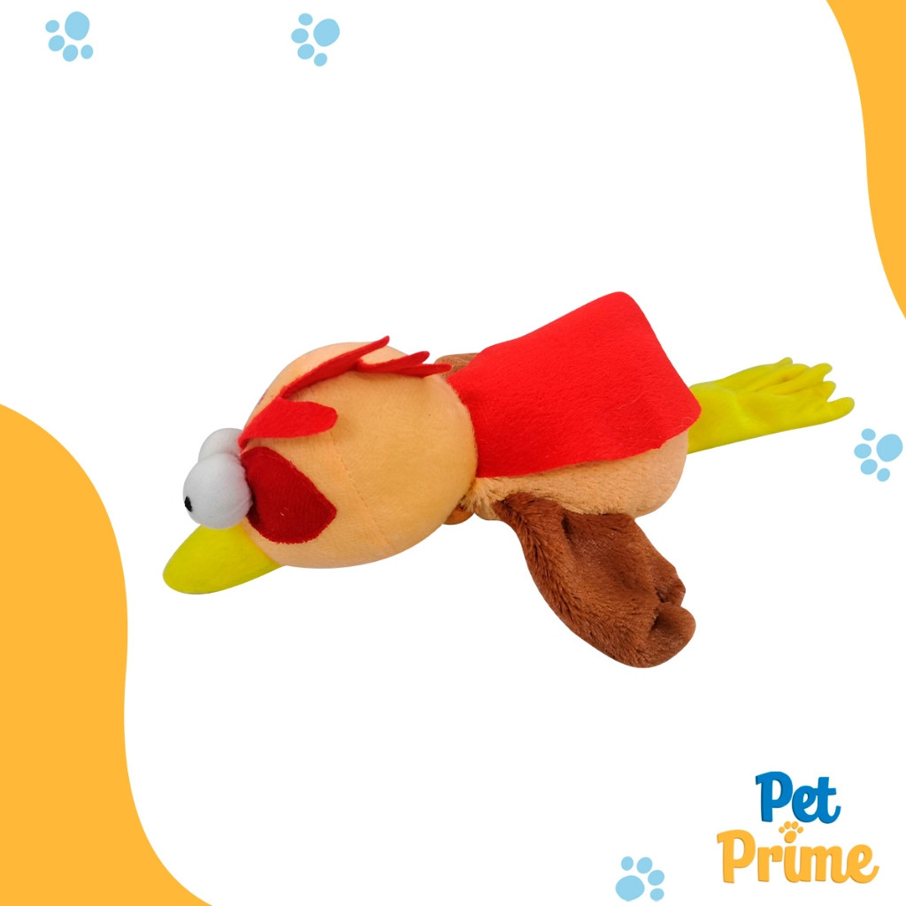 Brinquedo Pelúcia Passarinho Voador Super Herói C/Apito Interno e Lançador P/ Cachorros e Gatos