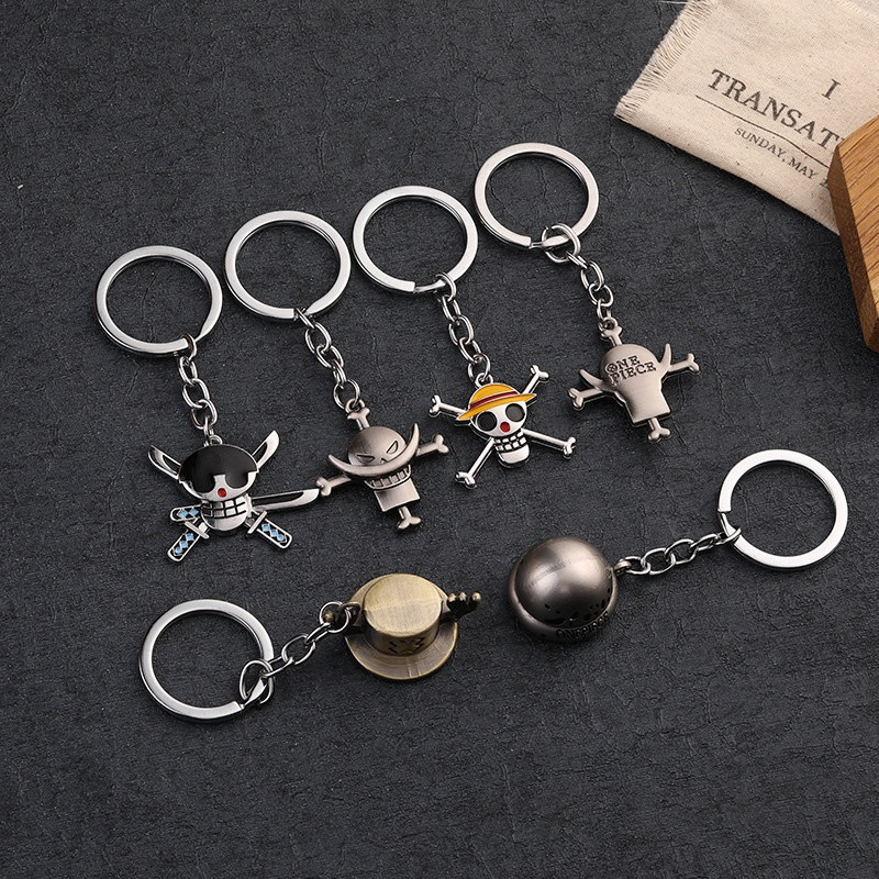 Chaveiro de Metal do Personagem de Anime Luffy de One Piece, Modelo Chapéu de Palha Zoro, para Bolsa