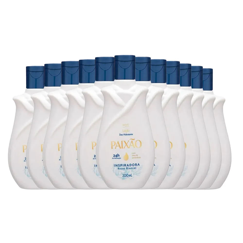 kit Loção Hidratante Paixão Inspiradora com Óleo de Amêndoas 200ml - 12 Unidades