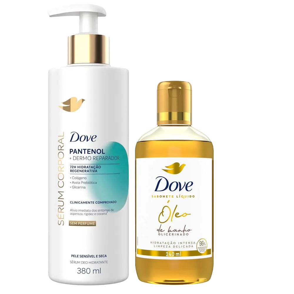 Kit Dove Sérum Corporal Pantenol 380ml + Óleo De Banho Glicerinado 240ml