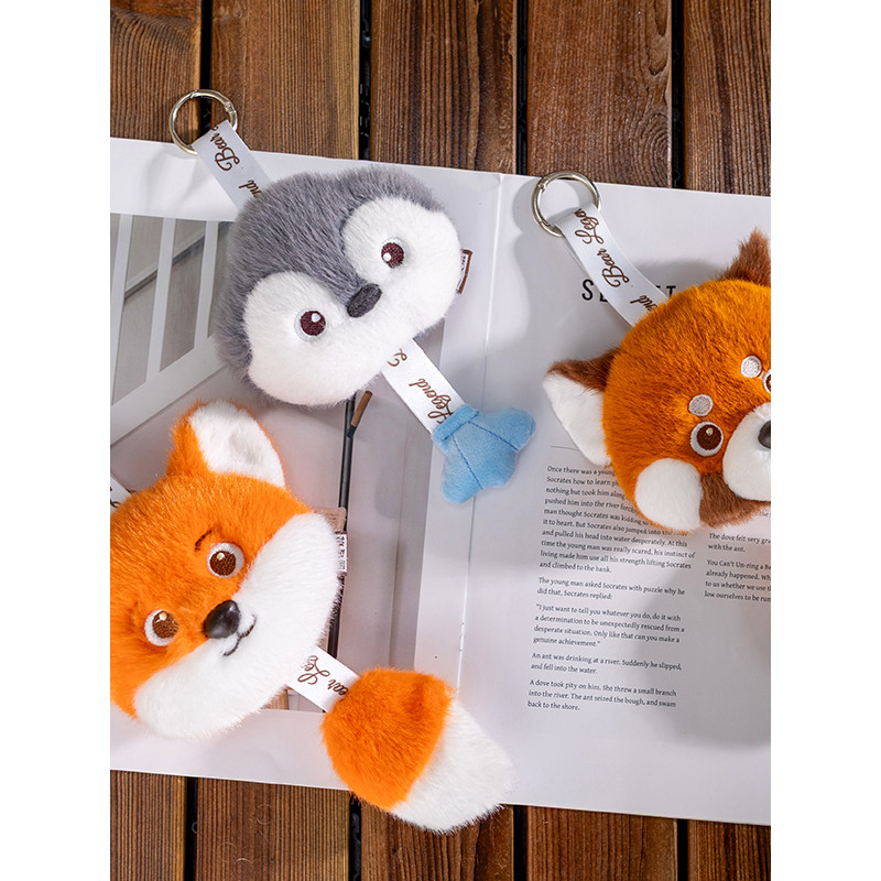 Bonito pequeno urso pequena raposa boneca de pelúcia moeda bolsa chaveiro saco pingente boneca brinquedo presente requin
