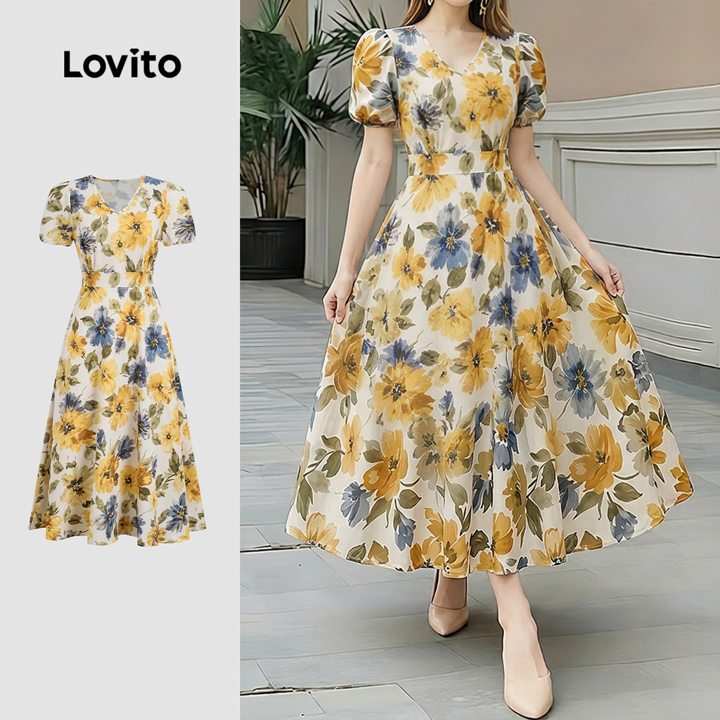 Lovito Vestido Boho com Zíper Primavera/verão Feminino LK6ED265