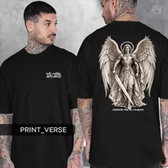 Camiseta São Miguel Arcanjo Defendei-nos No Combate Catolica Fé Religiosa Santo Igreja
