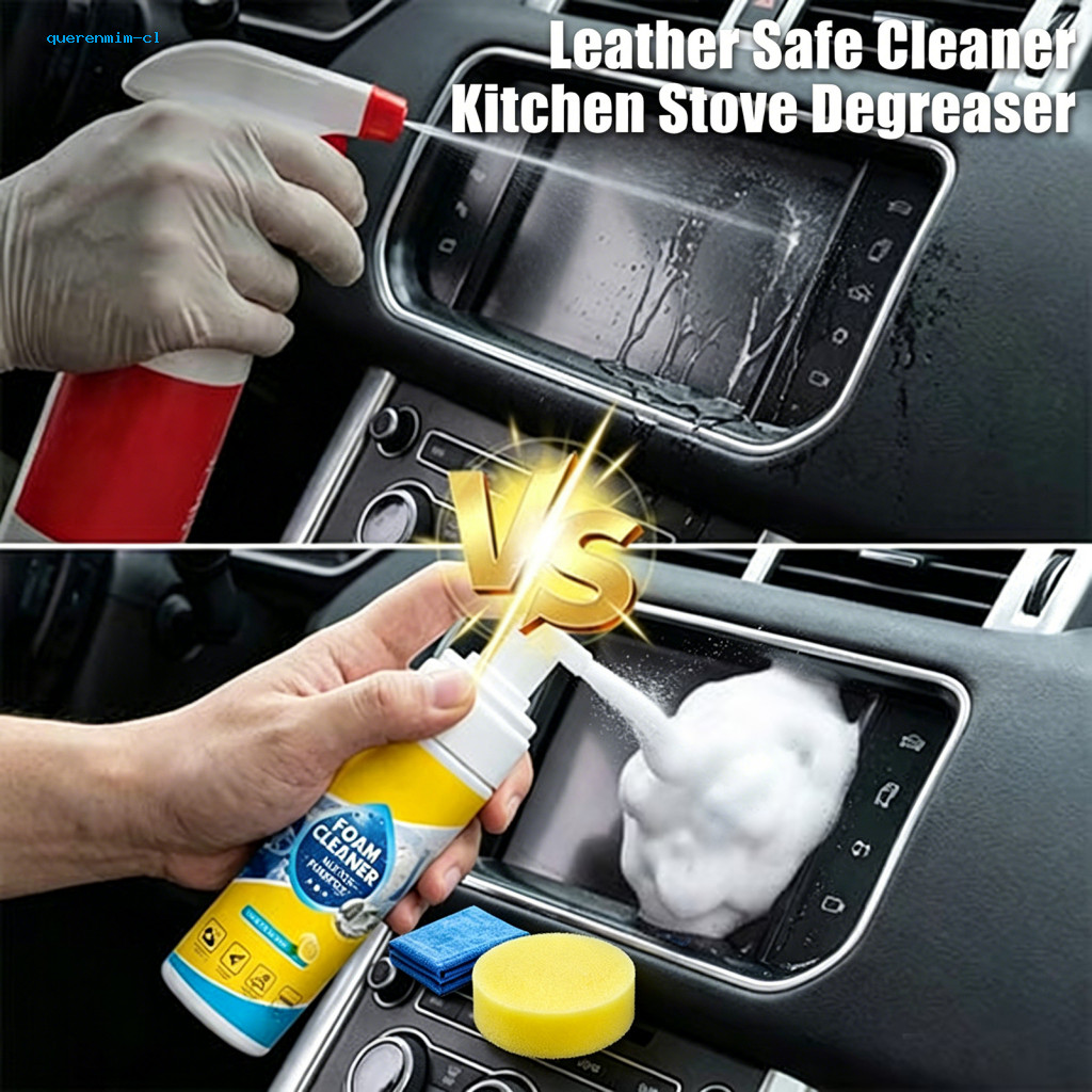 Gentle Surface Cleaner Leather Safe Multifunctional Rinse-free Foam Spray with Sponge Towel – Clean Car Kitchen Grease