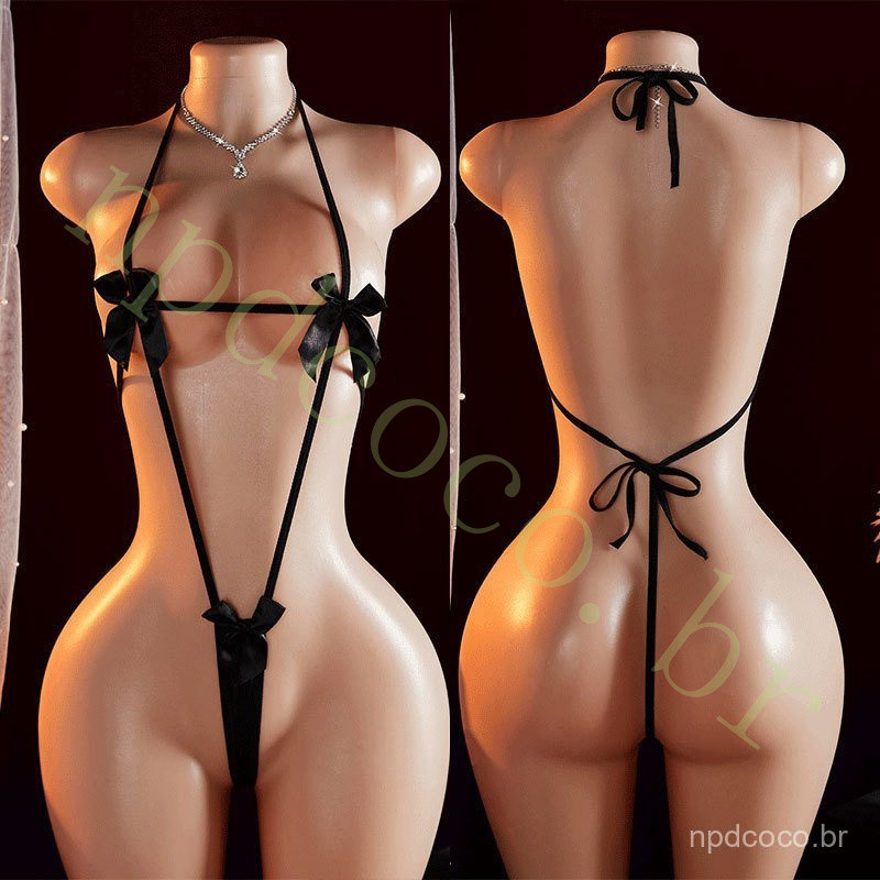 Boneca Sexual Virilla, Lingerie Sexy com Abertura na Virilha, Calcinha Sem Virilha, Laço Sexy, Meias Vazadas, Estilo Hal