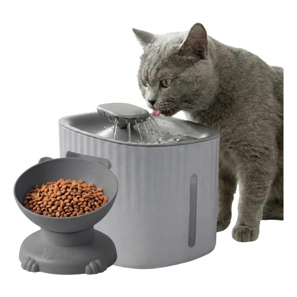 Fonte Água Bebedouro Automático Gatos 1,6l Lume + Comedouro
