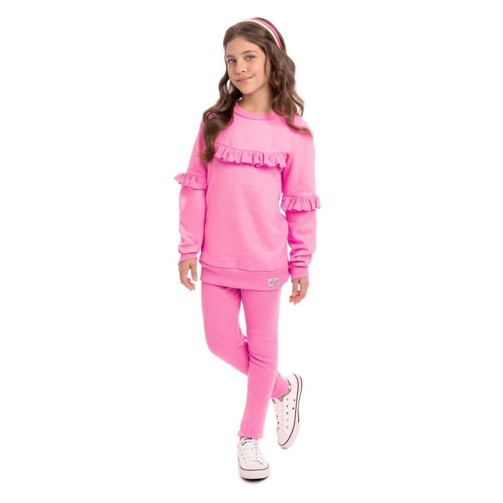 Conjunto Infantil Menina Inverno Casaco e Legging Ribana - By Gus