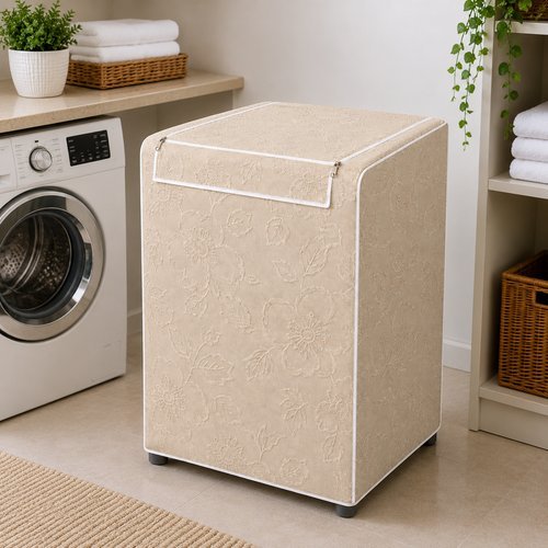 Capa Para Maquina De Lavar Bege Com Zíper Fácil Abertura - Brastemp Electrolux - Tamanho P