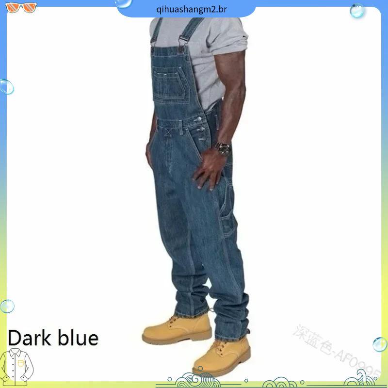 Macacão Masculino Jeans Moda Macacão Calça Jeans Rasgada