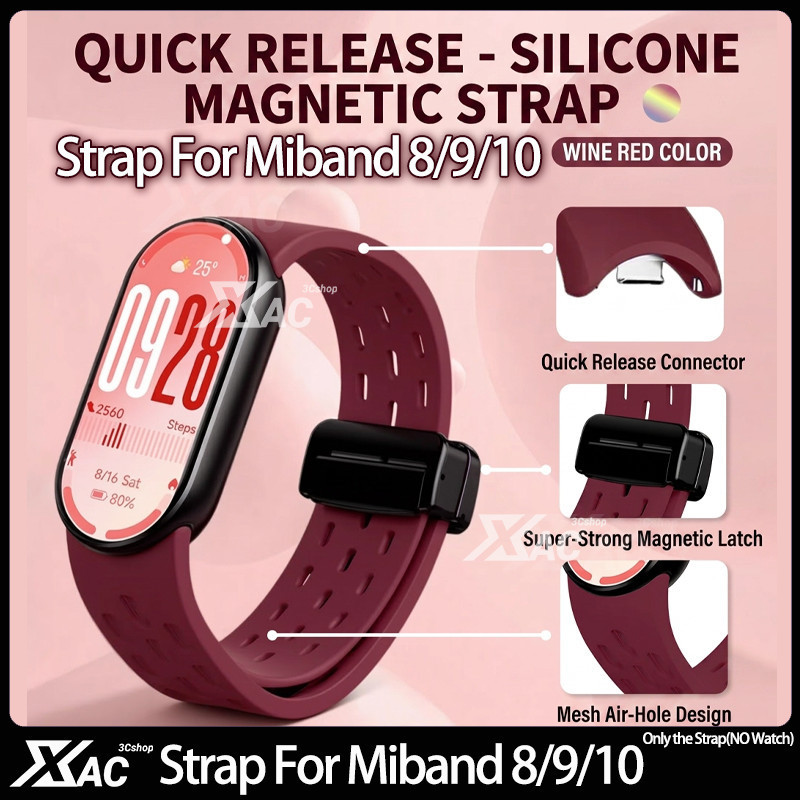 Pulseira De Silicone Esportiva Para Xiaomi Mi Band 9 , Respirável De Substituição Smartwatch Relógio Inteligente 8 Acess