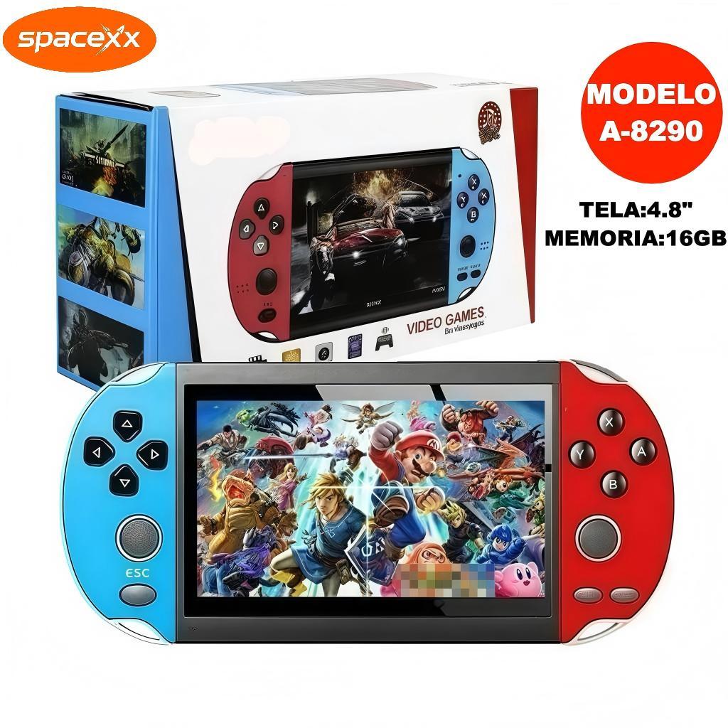 Videogame Portatil A-8290 4.8"/LH-5 6.5" PSP +5000 Jogos Retro 16GB,Console de Mão Memoria Expansivel-Spacexx