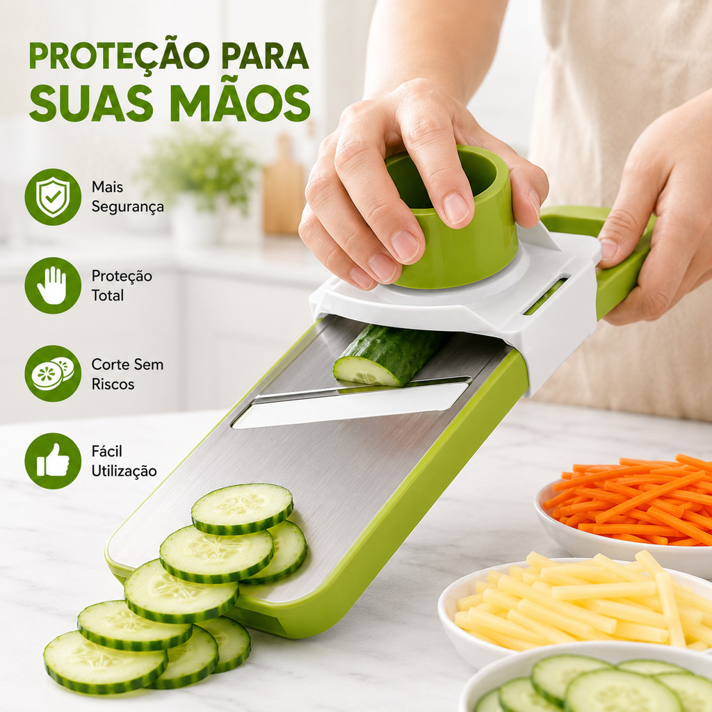 Cortador de Legumes Multifuncional 5 Lâminas Fatiador Ralador Mandoline Manual