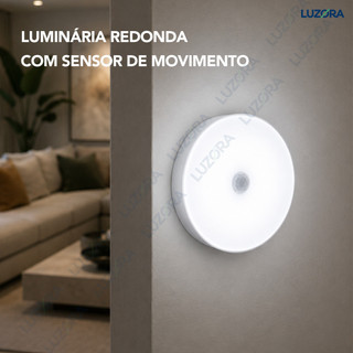 Luminária LED Magnética com Sensor de Movimento USB Recarregável Sem Fio 6500K Lâmpada de…