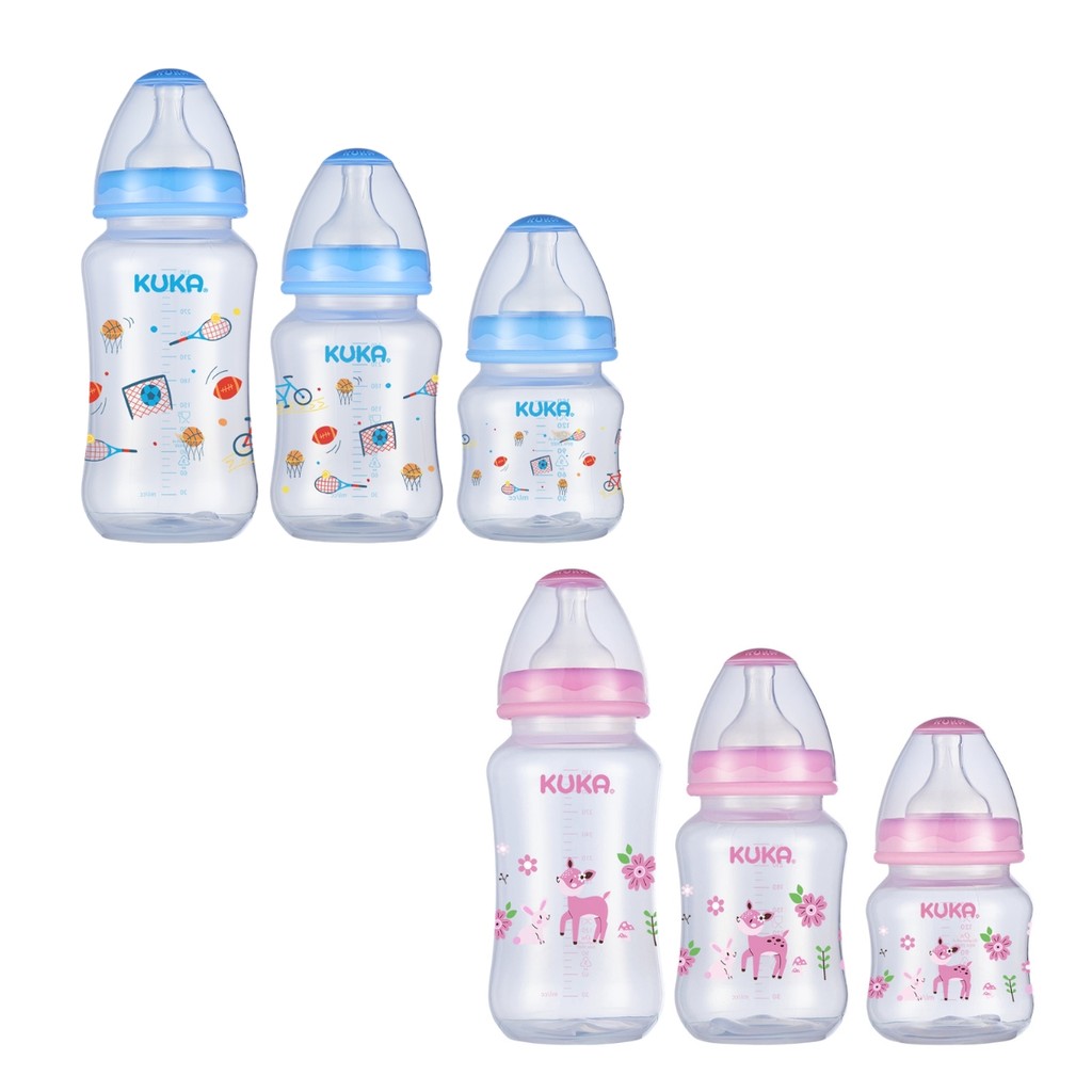 Kit com 3 Mamadeiras Big Natural Bico Universal 150/240/330ml 0-6m+ Kuka