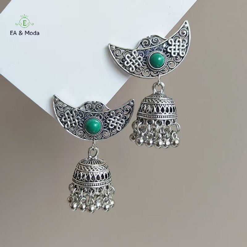 EA & Moda Vintage Turquesa sel Grampo De Cabelo Elegante Pérola Estilo Étnico Lateral Cocar Chinês Acessórios Para O .