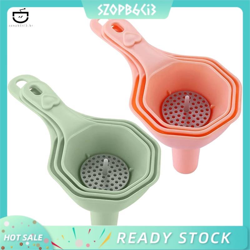 [szopb6ci3 . br] 2 Conjuntos De Pequenos Funil De Cozinha Multifuncional Com Filtro Embutido-Ideal Para Garrafas E Suco