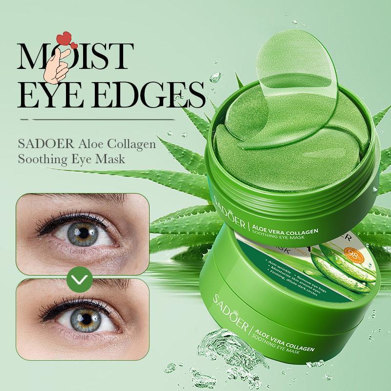 [PEBR] 60pcs SADOER Aloe Vera Colágeno Máscara Para Os Olhos Anti Olheiras Remoção De Bolsas Hidratante Firmador Patches