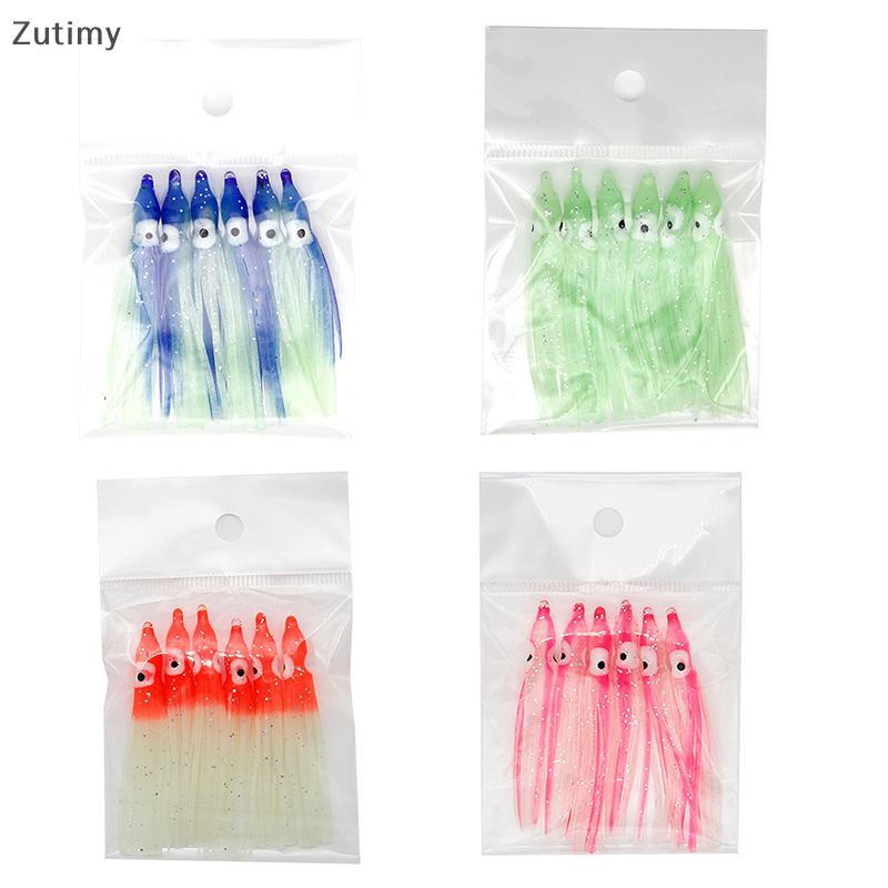 [Zutimy] 6 Unidades Soft Saias De Polvo Luminosas Isca 6 Cm Silicone Atum Trolling Contornado Lula Jigging Pesca Marítim