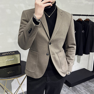 Blazer de lã masculino fino ajuste outono inverno 2026 novo estilo Casual tamanho grande único ocidental terno de lã gro