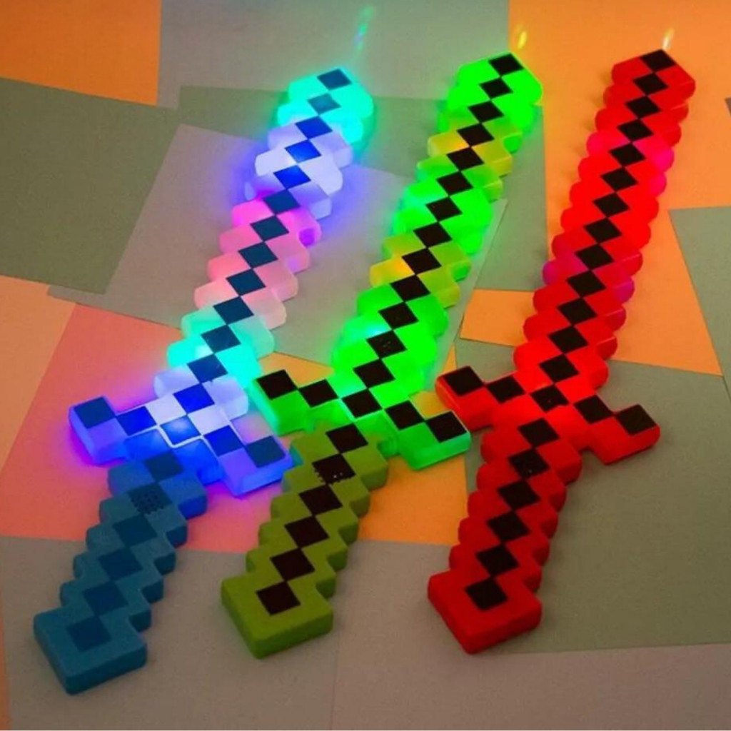 Brinquedo Espada Pixel Com Som e Luz Led
