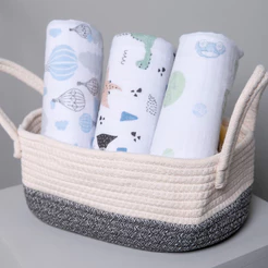 Kit Cueiro Bebê Papi Swaddle Estampa Dinossauro 3 Peças 100cm x 80cm