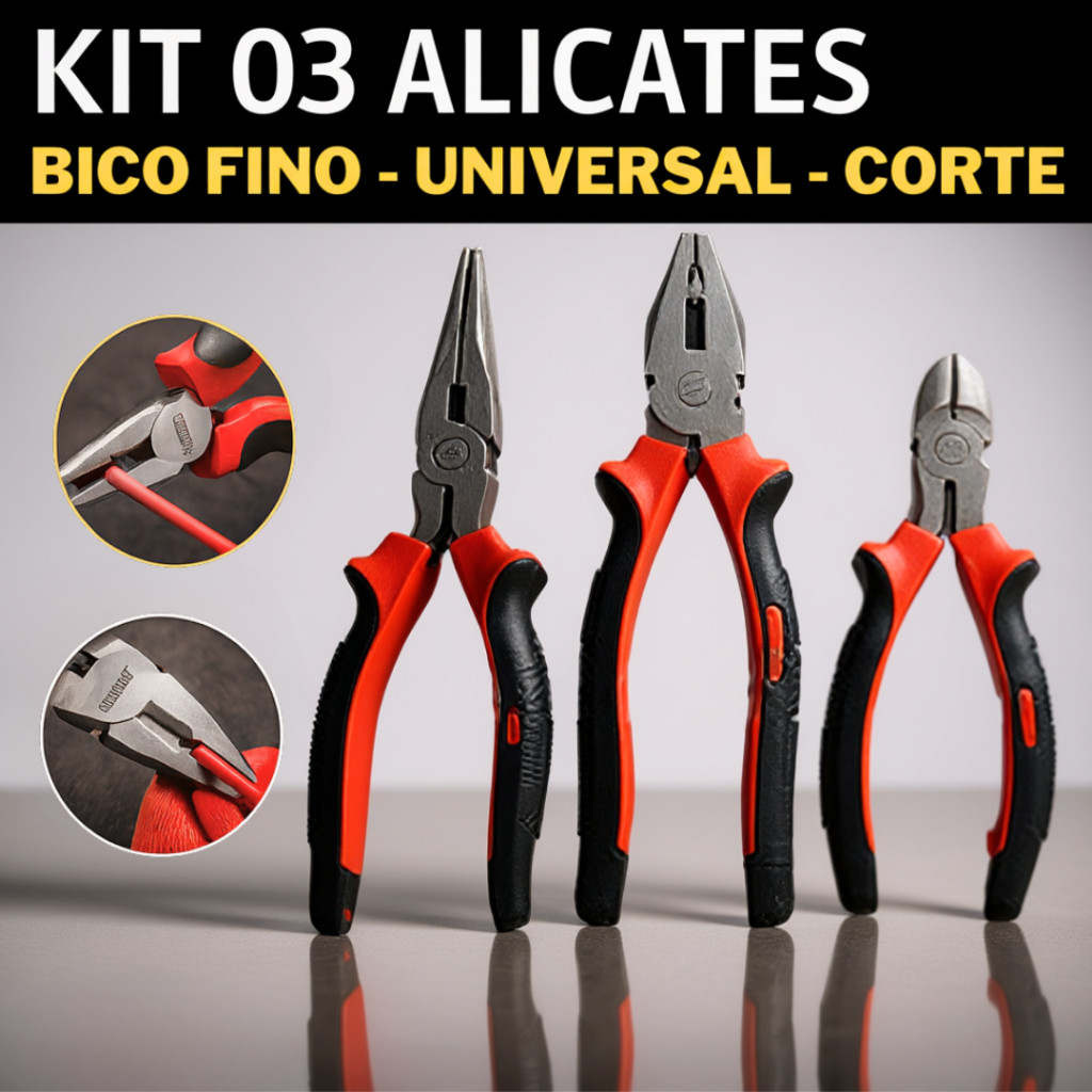 Alicate Universal 6" Polegadas Multiuso Emborrachado Ferramentas Bico Fino Corte em Oferta na Shopee