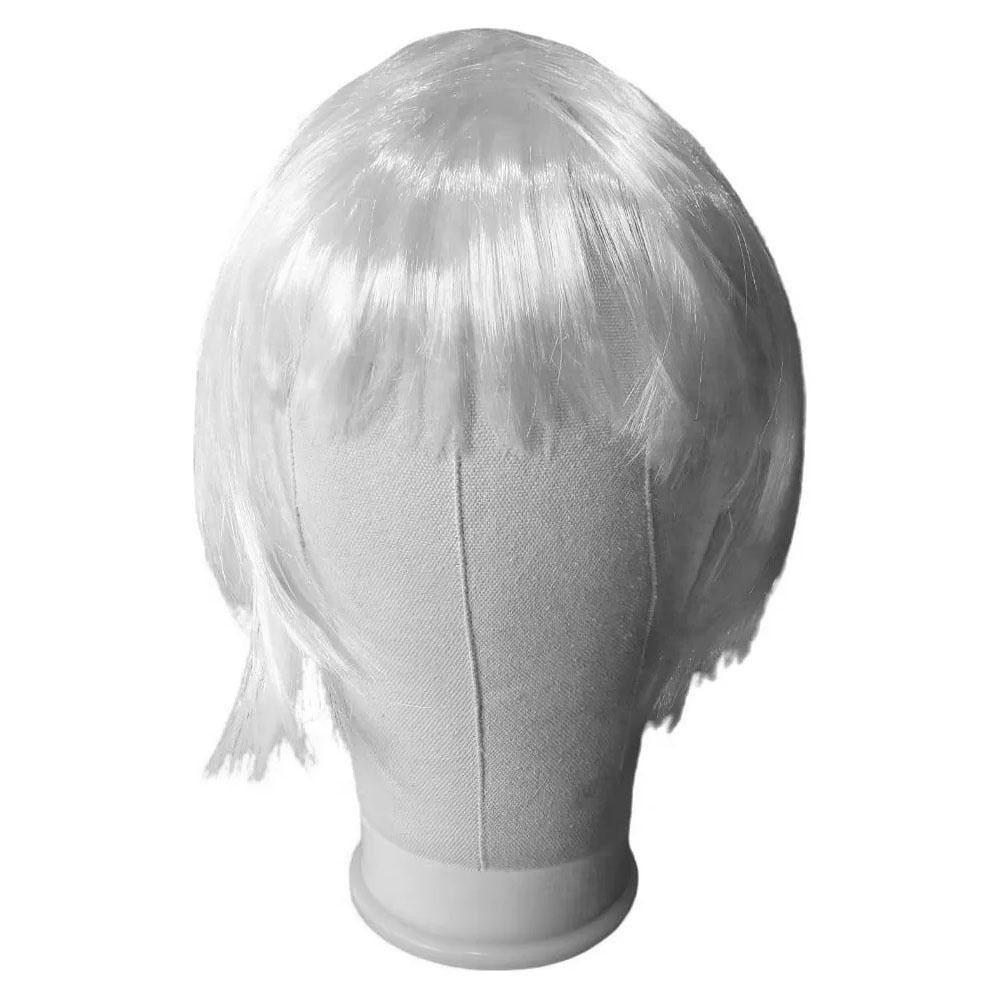 Peruca Chanel com Franja Branco Plástico Fantasia
